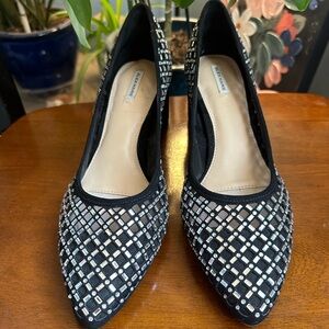 Alex Marie Black and Silver Embellished Heels